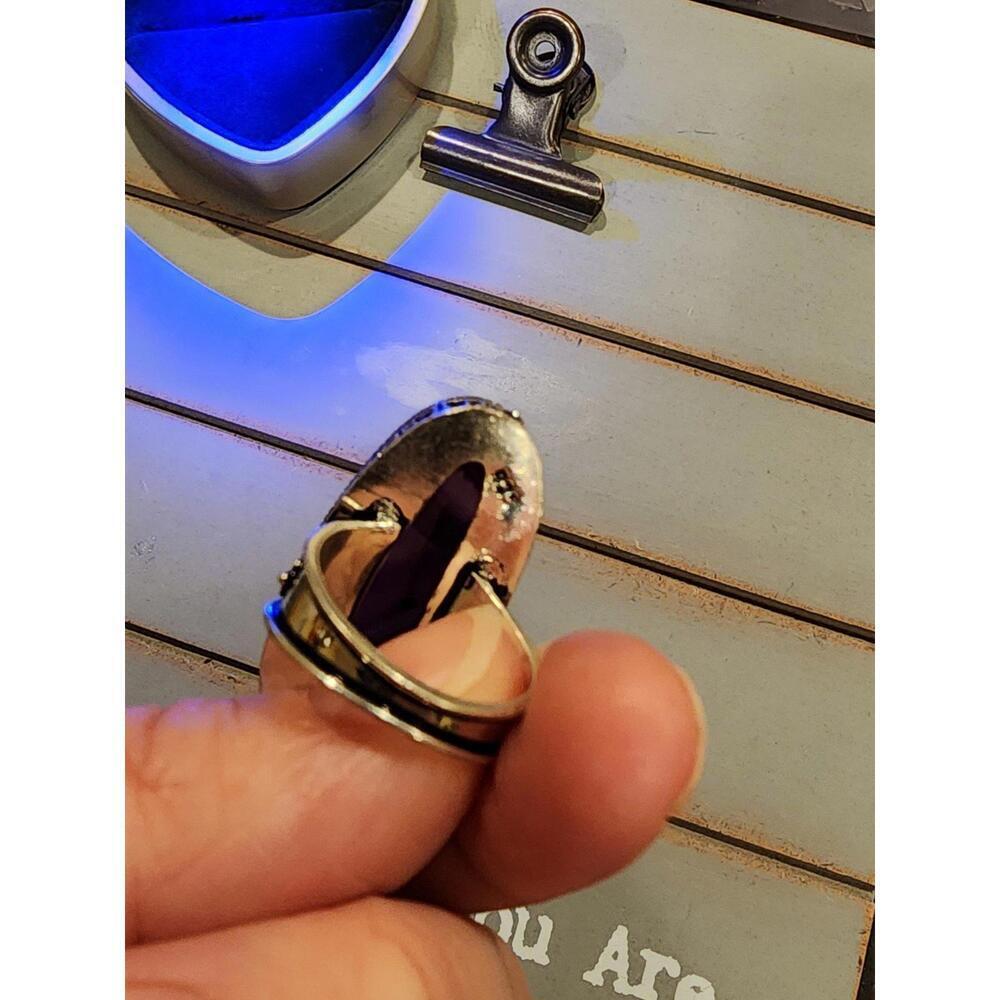 Size 8- 925 silver ring - purple striped agate - Picture 11 of 12